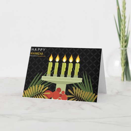 Schwarzer glücklicher Kwanzaa Feiertagskarte (Vorderseite)
