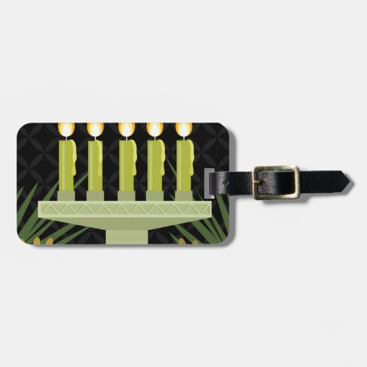Schwarzer glücklicher Kwanzaa Gepäckanhänger (Vorderseite horizontal)