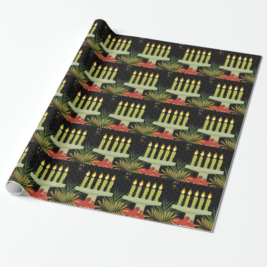 Schwarzer glücklicher Kwanzaa Geschenkpapier (Ungerollt)