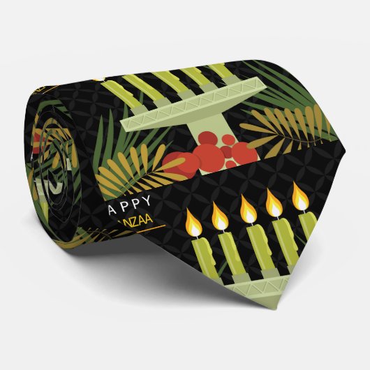Schwarzer glücklicher Kwanzaa Krawatte (Gerollt)