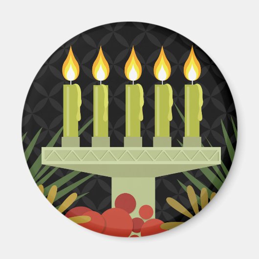 Schwarzer glücklicher Kwanzaa Magnet (Vorne)