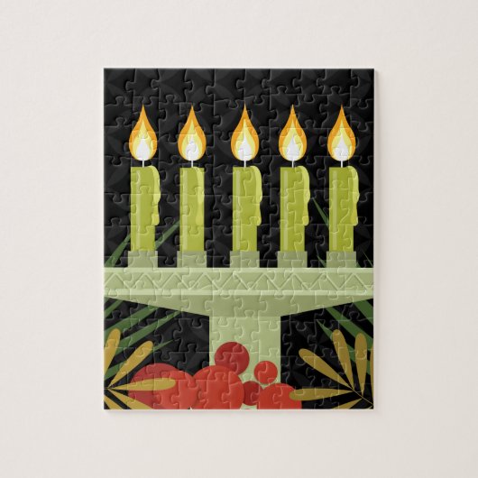Schwarzer glücklicher Kwanzaa Puzzle (Vertikal)