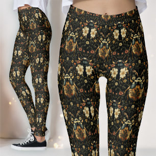 Schwarzer Gold Art Deco Skarabäus Ägypten Leggings
