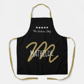 Schwarzer Gold Chef Monogram Fett-Typografie Schürze (Vorderseite)