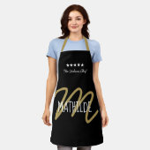 Schwarzer Gold Chef Monogram Fett-Typografie Schürze (Getragen)