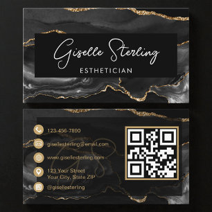 Schwarzer Gold Esthetiker QR Code Visitenkarte