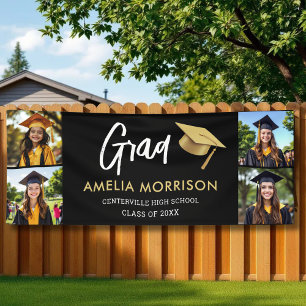 Schwarzer Gold-FotoCollage Graduate Abschluss Banner
