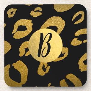 Schwarzer Gold Gepard Leopard Glam Folie Moderne C Getränkeuntersetzer