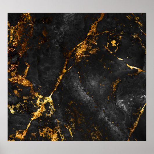 Schwarzer Gold Marmor, natürliches Muster. Poster (Vorne)