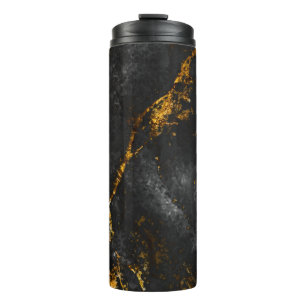 Schwarzer Gold Marmor, natürliches Muster. Thermosbecher