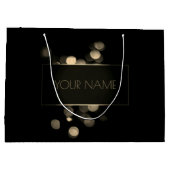 Schwarzer Gold Minimaler Name Luxus Branding Light Große Geschenktüte (Rückseite)