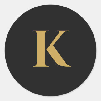 Schwarzer Gold-Monogramm-Aufkleber K Runder Aufkleber