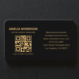 Schwarzer Gold-QR-Code Visitenkarte