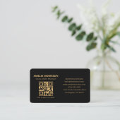 Schwarzer Gold-QR-Code Visitenkarte (Stehend Vorderseite)