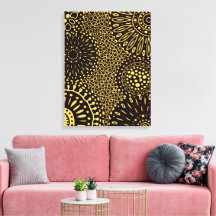 Schwarzer Gold Vintage-Blumen Ethnische Kunst Lein