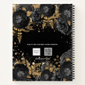 Schwarzer goldblütiger Glitzer glamourös Notizblock (Rückseite)