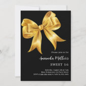 Schwarzer Goldbogen Sweet 16 Einladung (Vorderseite)