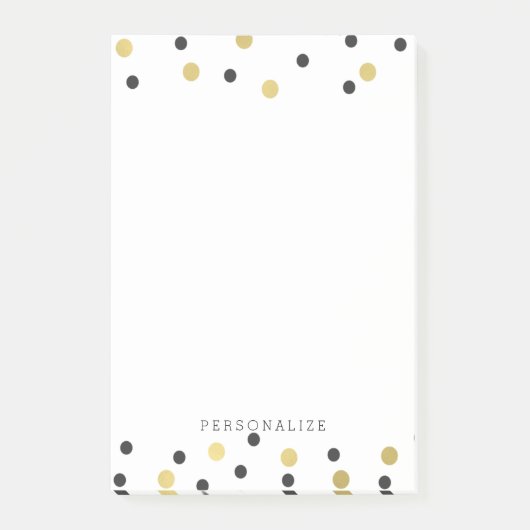 Schwarzer GoldConfetti Post-it Klebezettel (Vorderseite)