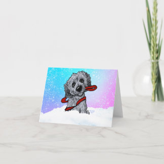 Schwarzer Goldendoodle DoodleMoji Karte