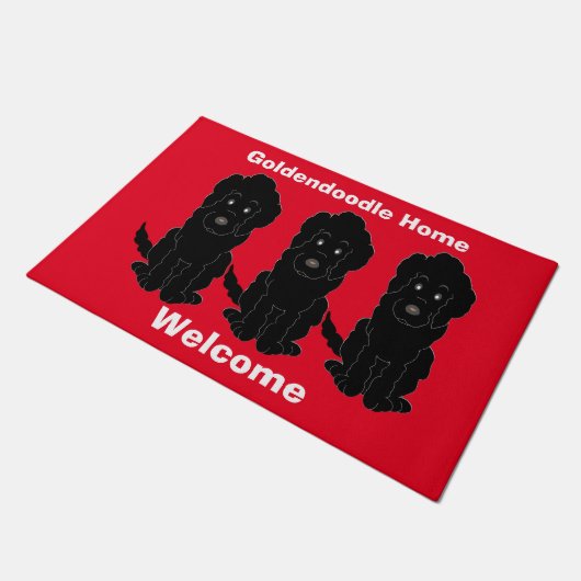 Schwarzer Goldendoodle Doormat-Design Fußmatte (Schrägansicht)