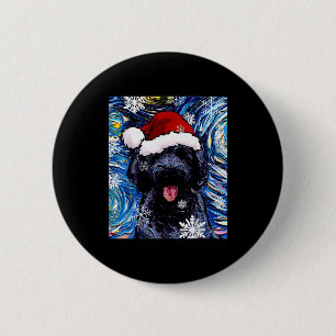 Schwarzer Goldendoodle Labradoodle Weihnachtsmann Button