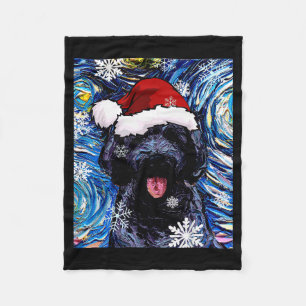 Schwarzer Goldendoodle Labradoodle Weihnachtsmann Fleecedecke