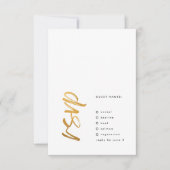 Schwarzer goldener Foil Moderne, einfache Hochzeit RSVP Karte (Vorderseite)