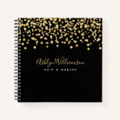 Schwarzer goldener Glitzer dots Haarstylistin Make Notizblock (Vorderseite)