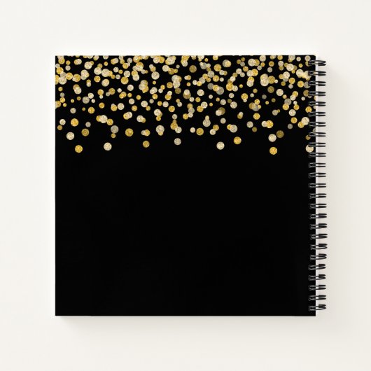 Schwarzer goldener Glitzer dots Haarstylistin Make Notizblock (Rückseite)