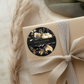 Schwarzer & Goldener Pfingstrosen-Hochzeit-Rundauf Runder Aufkleber