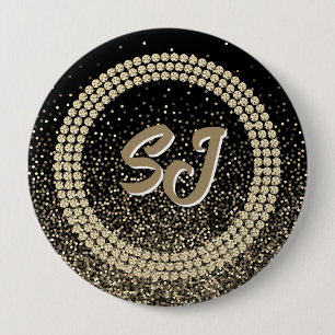 Schwarzer & Goldener Schaufensterbutton Luxus-Mono Button