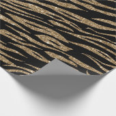 Schwarzer goldener Streifen-Party Geschenkpapier (Ecke)