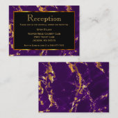 Schwarzer, goldener und Lila Marmor - Empfang Begleitkarte (Vorne/Hinten)