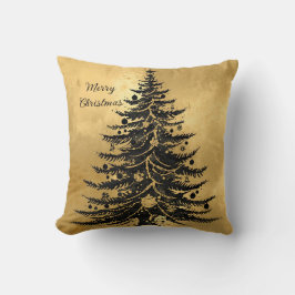 Schwarzer Goldener Weihnachtsbaum, Luxus Kissen