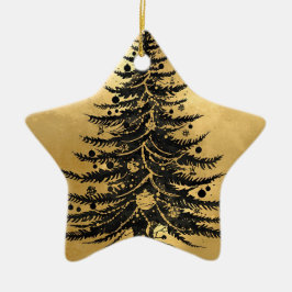 Schwarzer Goldener Weihnachtsbaumschmuck Keramik Ornament