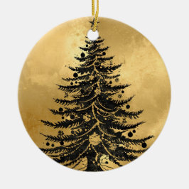 Schwarzer Goldener Weihnachtsbaumschmuck Keramik Ornament