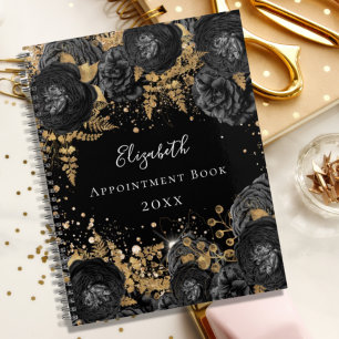 Schwarzer goldfarbener Glitzer glamouröser Name 20 Planer