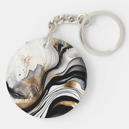 Schwarzer goldfarbiger Schlüsselanhänger (Rückseite)