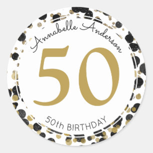 Schwarzer GoldGlitzer-ScheinConfetti punktiert Runder Aufkleber