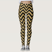 Schwarzer GoldGlitzer-Zickzack Stripes Zickzack Leggings (Vorderseite)