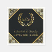 Schwarzer, goldgriechischer Schlüssel und Lorbeerk Serviette (Vorderseite)