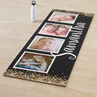 Schwarzer Goldkiefer-Foto-Collage individuelle Nam Yogamatte