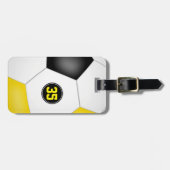 Schwarzer Goldklub-Mannschaft färbt Fußballtasche Gepäckanhänger (Vorderseite horizontal)