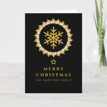 Schwarzer Goldkranz-Schneeflocken-Weihnachtsfoto