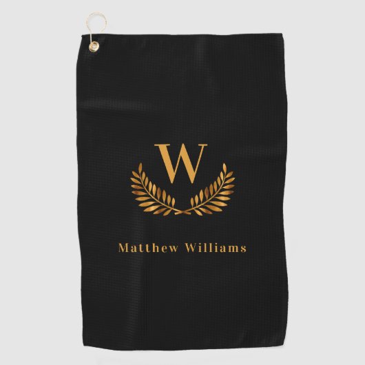 Schwarzer Goldlaurel Golfhandtuch (Vorderseite)