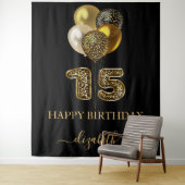 Schwarzer Goldleopard-Empfang Quinceanera Wandteppich (Beispiel)