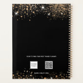 Schwarzer Goldleopard-Glitzer-Monogramm 2023 Planer (Rückseite)