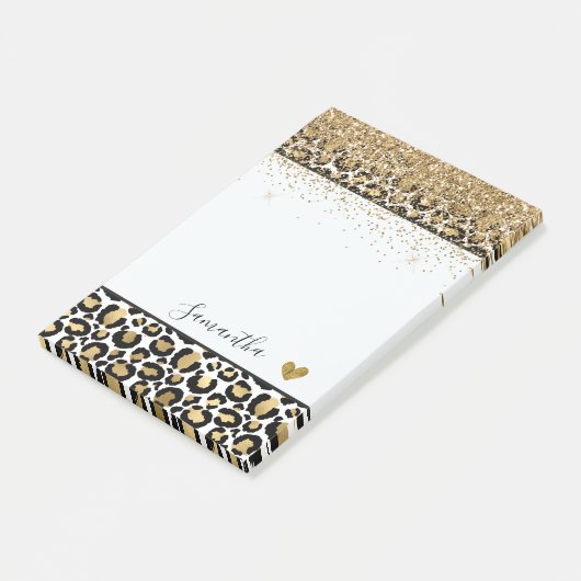 Schwarzer Goldleopardruckspanner Post-it Klebezettel (angewinkelt)