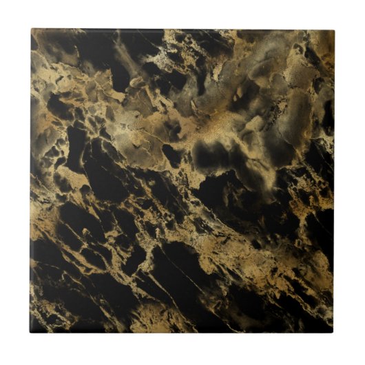 Schwarzer Goldmarmor-Achat-Trend Chic Fliese (Vorderseite)