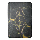 Schwarzer Goldmarmor Drei Buchstaben Monogram Art Badematte (Vorderseite Vertikal)